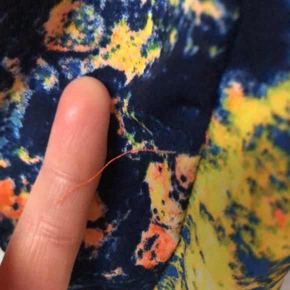 Betsey Johnson flowy bright neon shirt floral design Sz S tie back waist - Picture 6 of 7